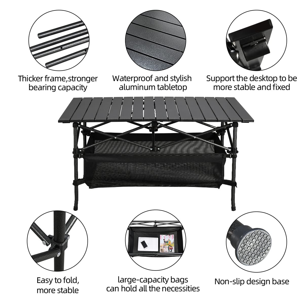 Lightweight Aluminum Folding Camping Table with Carrying Bag Q548