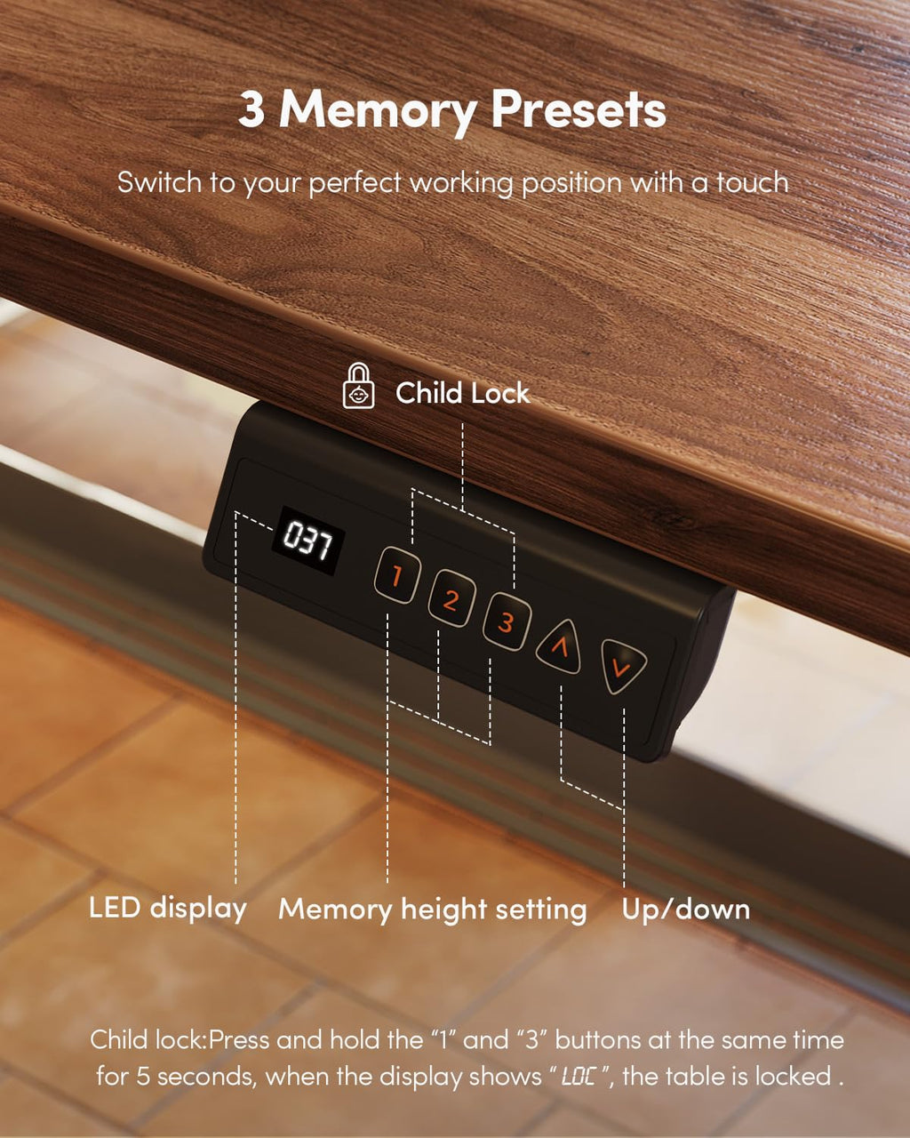 48 x 24 Black Walnut Adjustable Standing Desk O1047