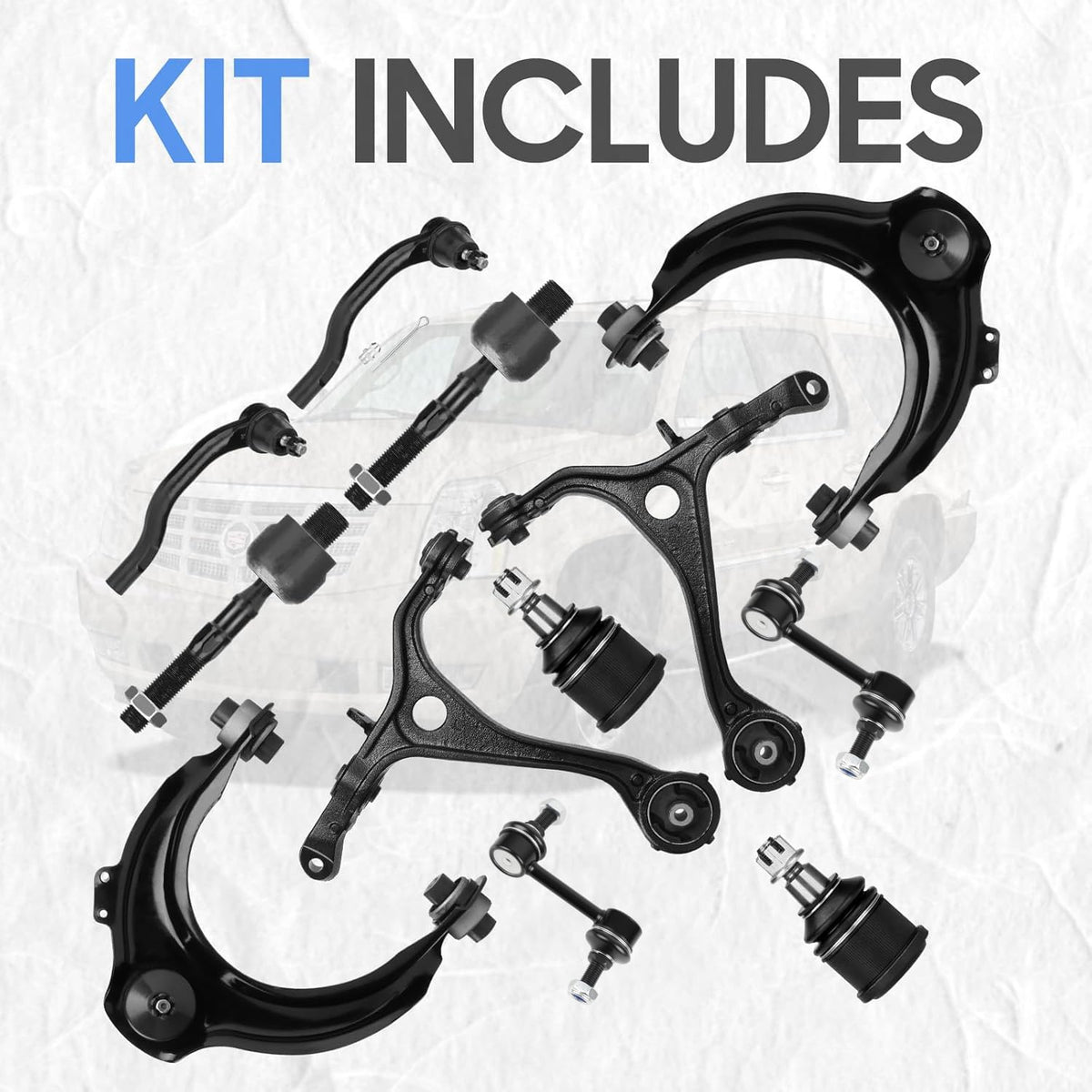 Front Upper and Lower Control Arms with Ball Joint, Outer Tie Rods Sway Bars Suspension Kit 12pc I386