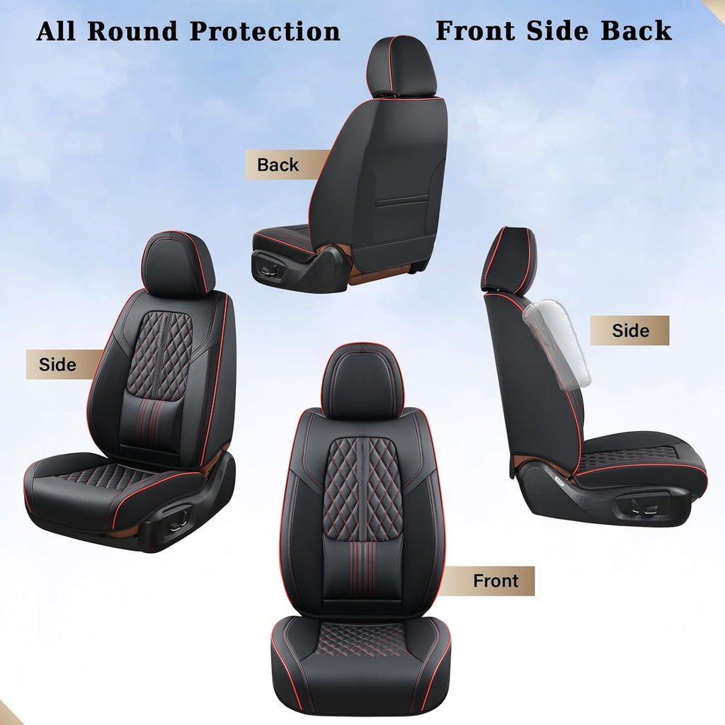 Black Nappa Leather Car Seat Covers Full Set S1715