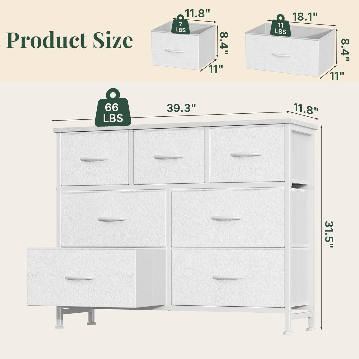 Fabric 7 Drawer Dresser U71271