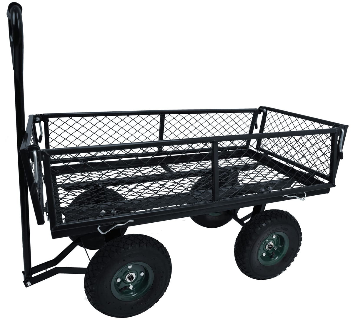 Heavy Duty Garden Cart, 400 Lb Capacity, Mesh Steel Folding Utility Wagon, Black B651143