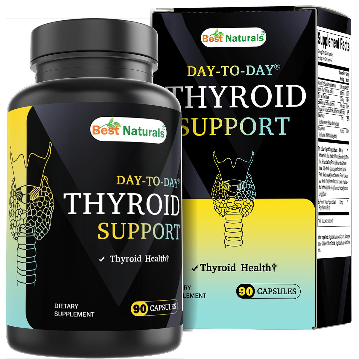 90 Vegetable Capsules Thyroid Support Supplement Y112