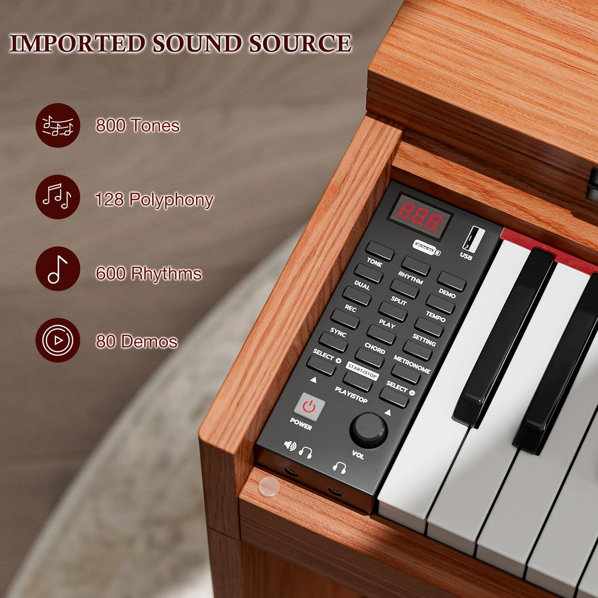 88 Weighted Keys Upright Digital Piano with Bench M796
