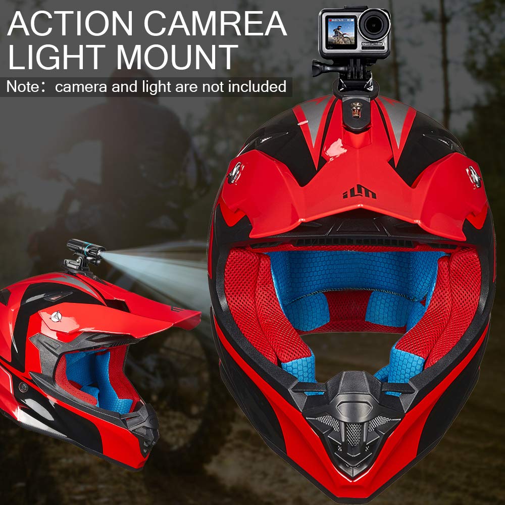 Adult Dirt Bike Helmets ATV Motocross Helmet with Camera Mount DOT Red Black M W86384