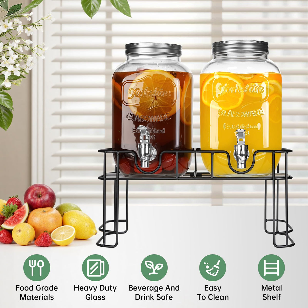 1 Gallon Glass Beverage Dispenser Jars K60013