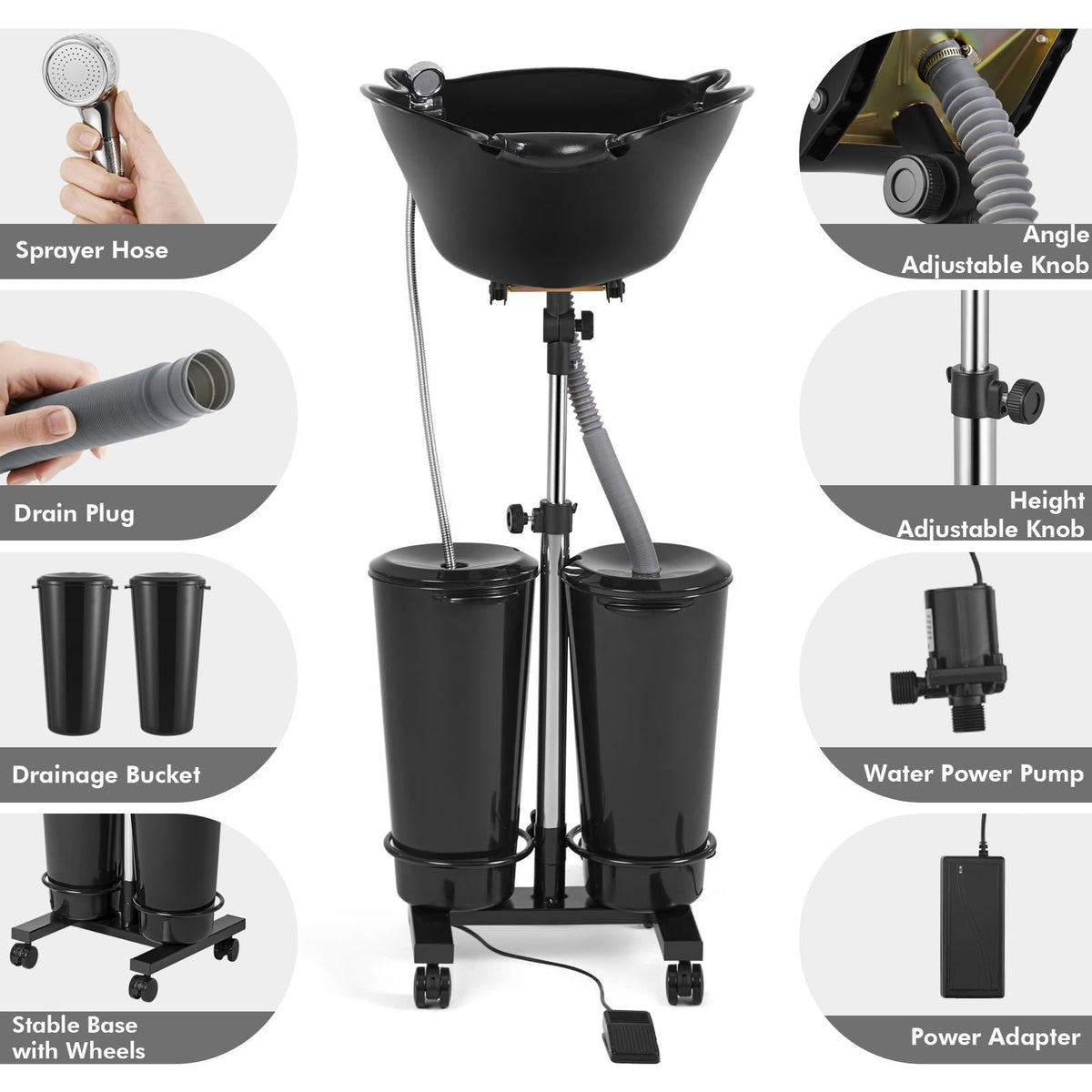 Portable Hair Washing Basin with Electric Pump H78254