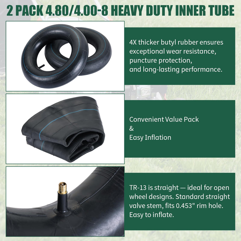 2Pcs 4.80/4.00-8 Inner Tubes with TR-13 Valve Stem S782