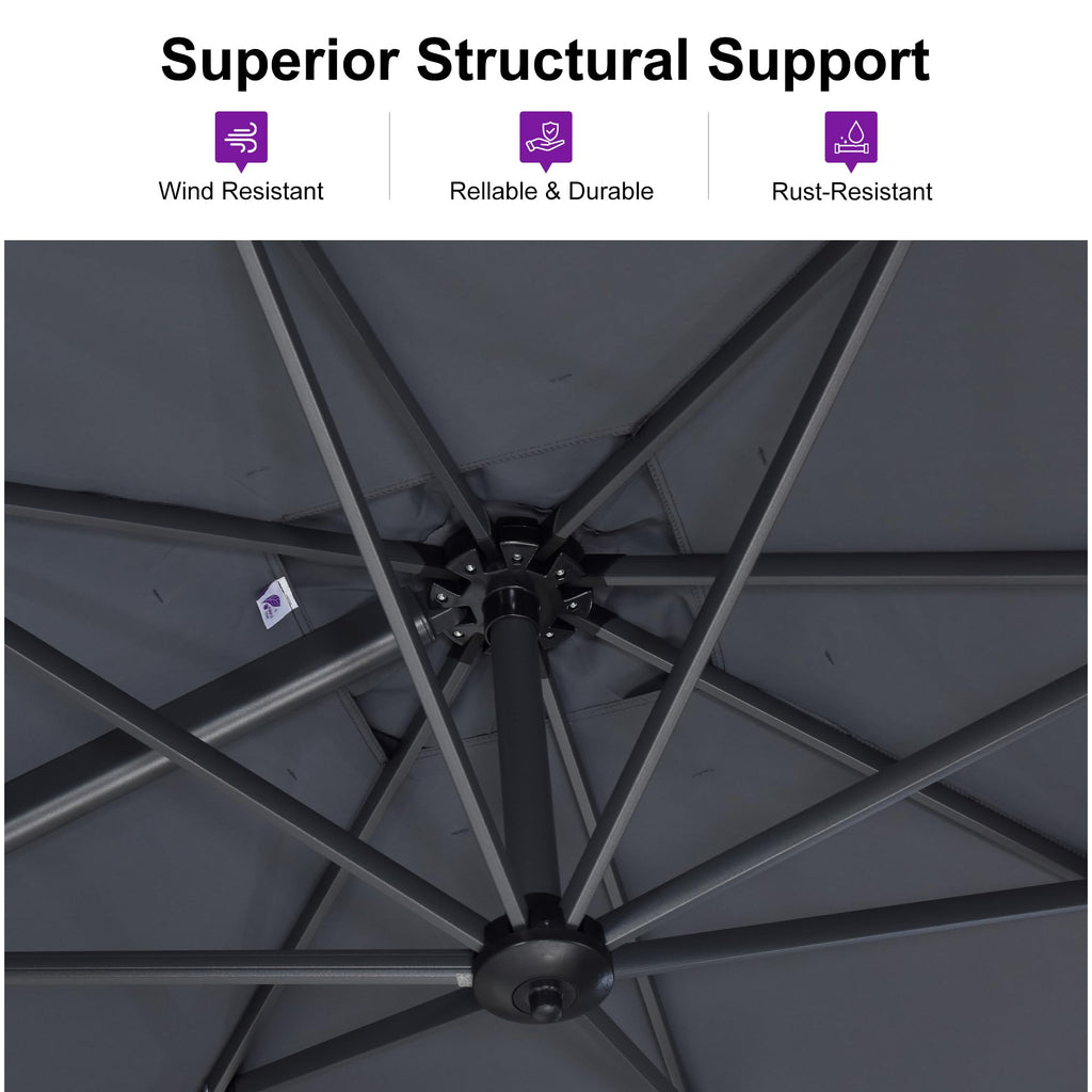 Light Grey Patio Umbrella with Base 10' x 10' E3749