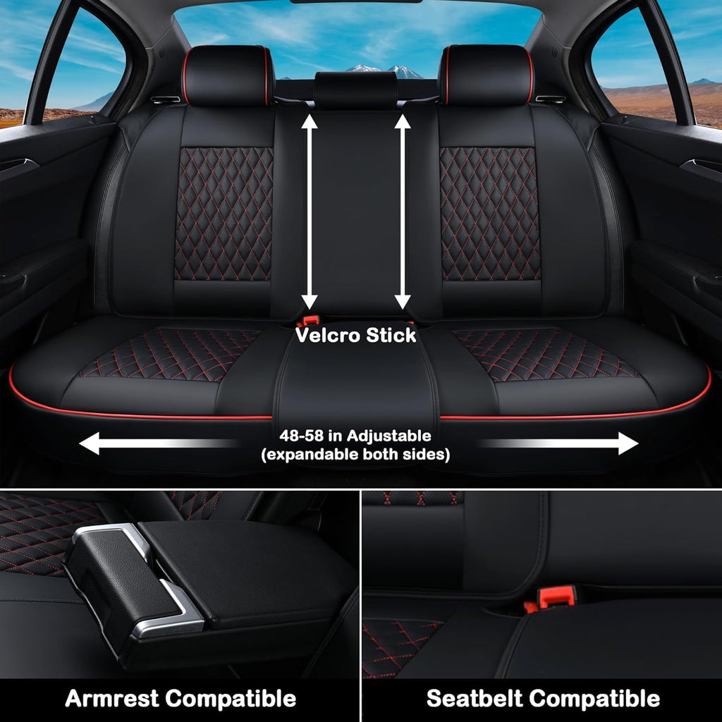 Black Nappa Leather Car Seat Covers Full Set S1715