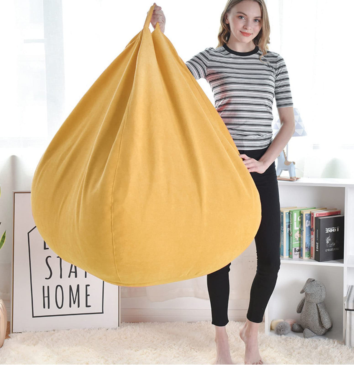 Memory Foam Bean Bag Chair Yellow 90X110cm A500084