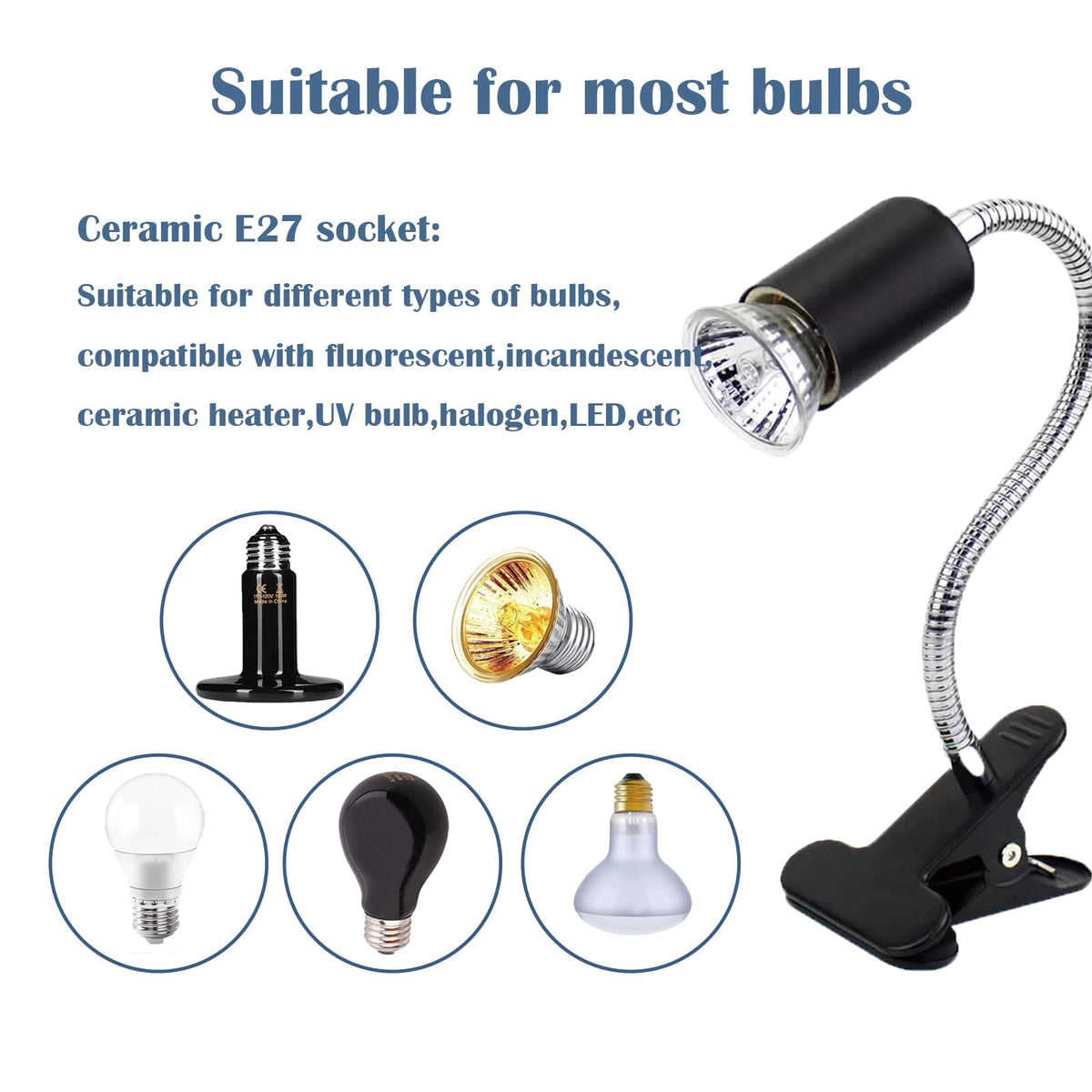 UVA UVB Reptile Heat Lamp with Two Heat Bulbs D871160