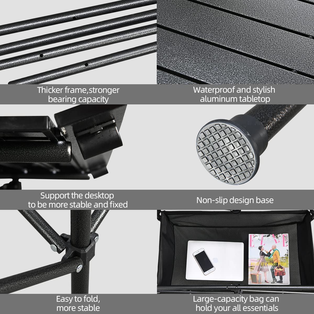 Lightweight Aluminum Folding Camping Table with Carrying Bag Q548