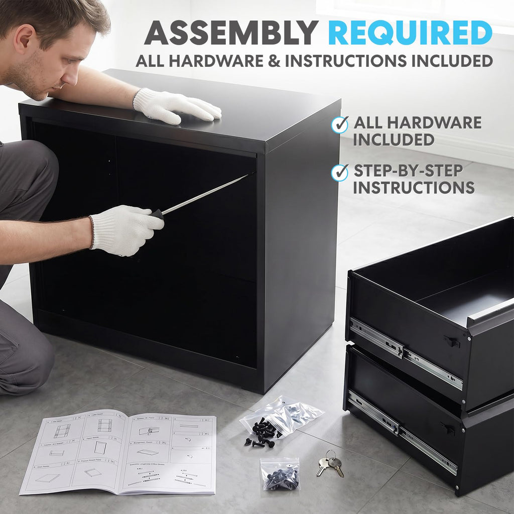 4 Drawer Black Metal File Cabinet with Lock D863978