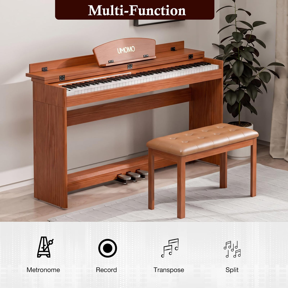 88 Weighted Keys Upright Digital Piano with Bench M796