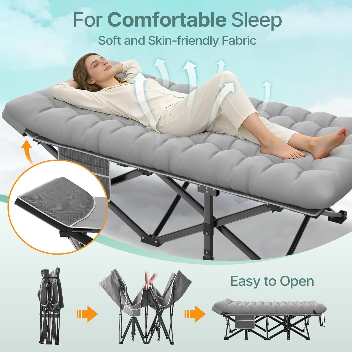 32" XXL Heavy Duty Folding Camping Cot I839036