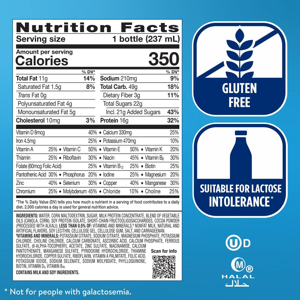 Milk Chocolate Nutrition Shake With Fiber, 24 Pack Y11583