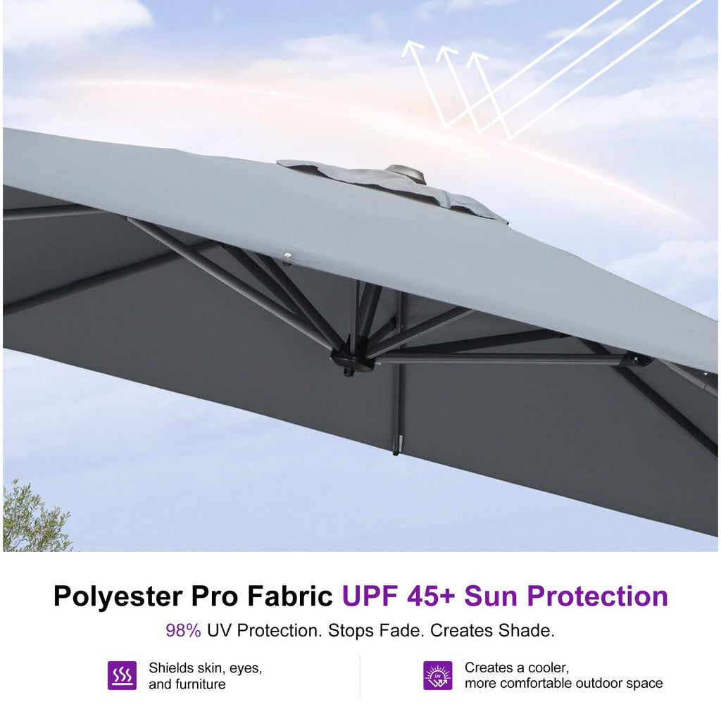 Light Grey Patio Umbrella with Base 10' x 10' E3749