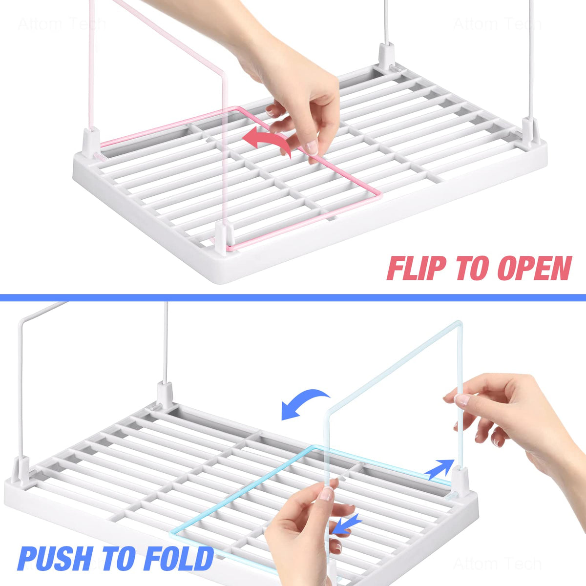 4-Pack Stackable Plastic Kitchen Storage Shelf Foldable Rack White U371