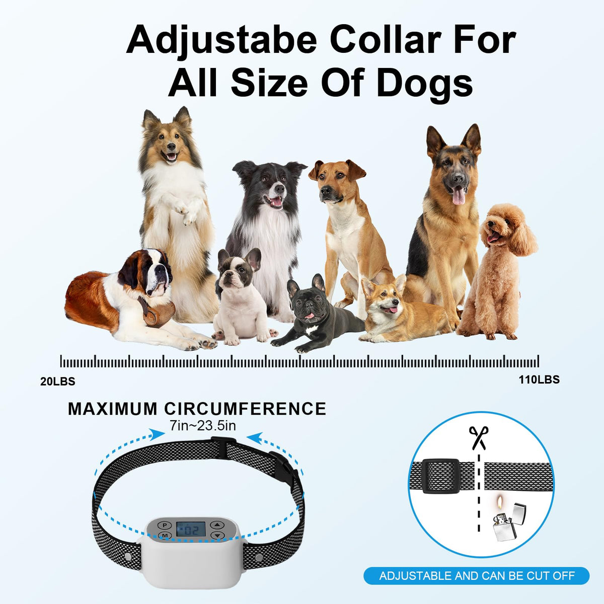 Wireless Dog Fence System with App Control, IPX7 Waterproof, up to 5 Dogs A950