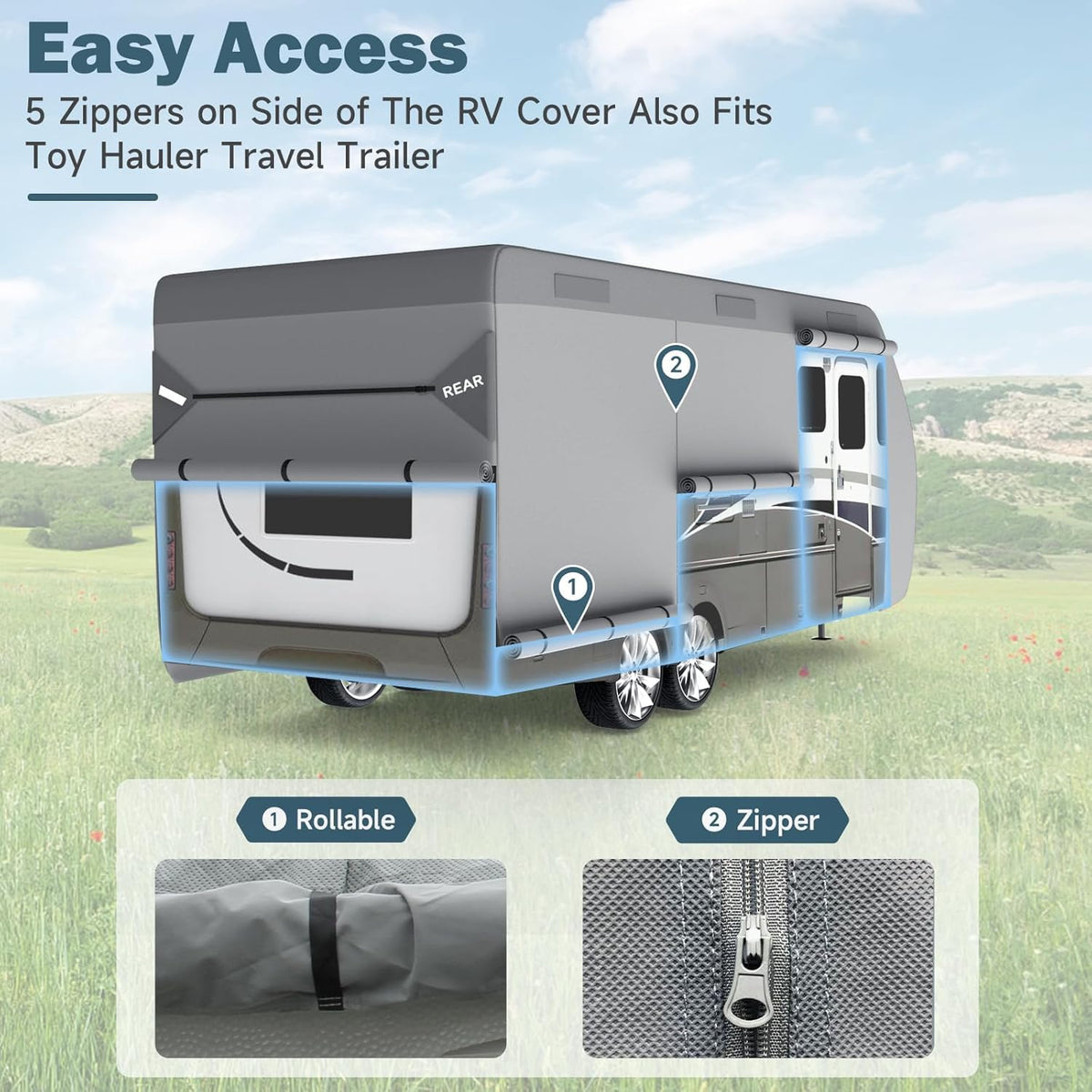 7 Layers Waterproof 14-16ft Travel Trailer RV Cover W3035