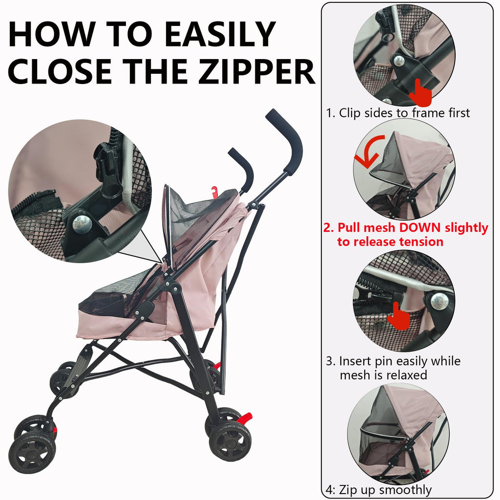 Foldable Lightweight Cat Stroller Pink L863647