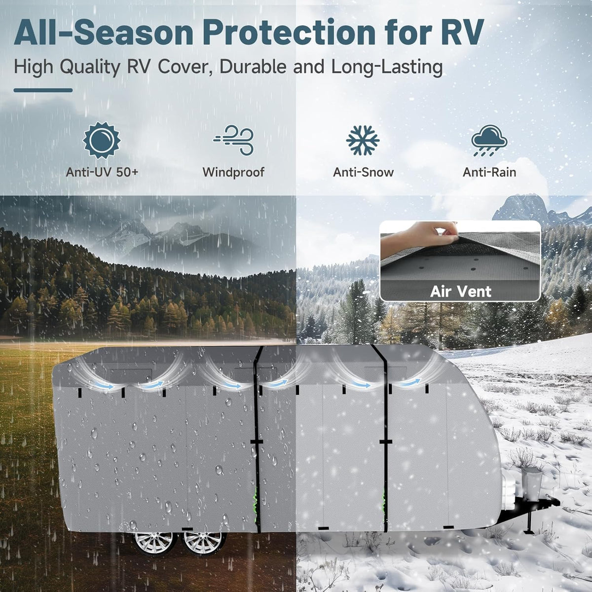 7 Layers Waterproof 14-16ft Travel Trailer RV Cover W3035
