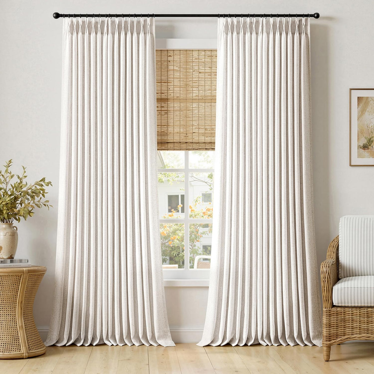120 Inches Long 2 Panels Linen Curtains B161