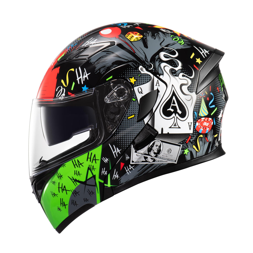 Motorcycle Dual Visor Flip up Modular Full Face Helmet W14352