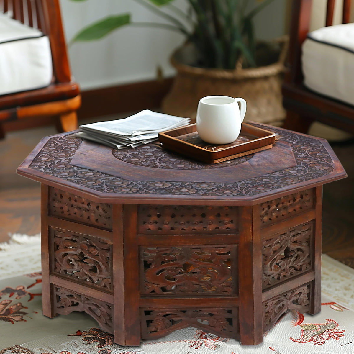 Solid Wood Folding Octagon Coffee Table X13873