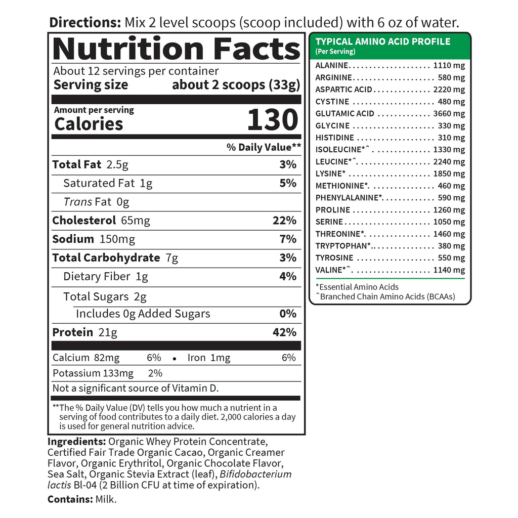 Organic Whey Protein Chocolate Grass Fed Protein Powder V87484