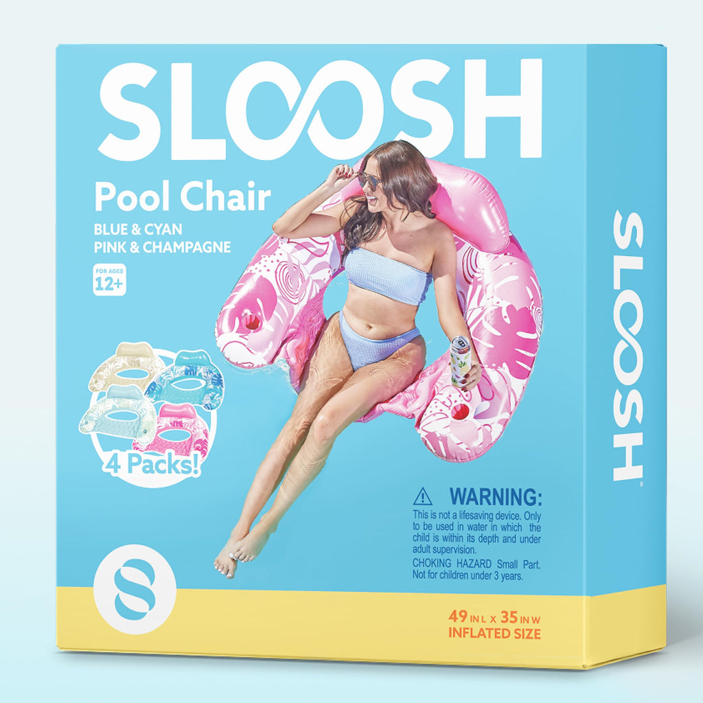 Inflatable Pool Chairs with Cup Holders, 4 Pack M8274