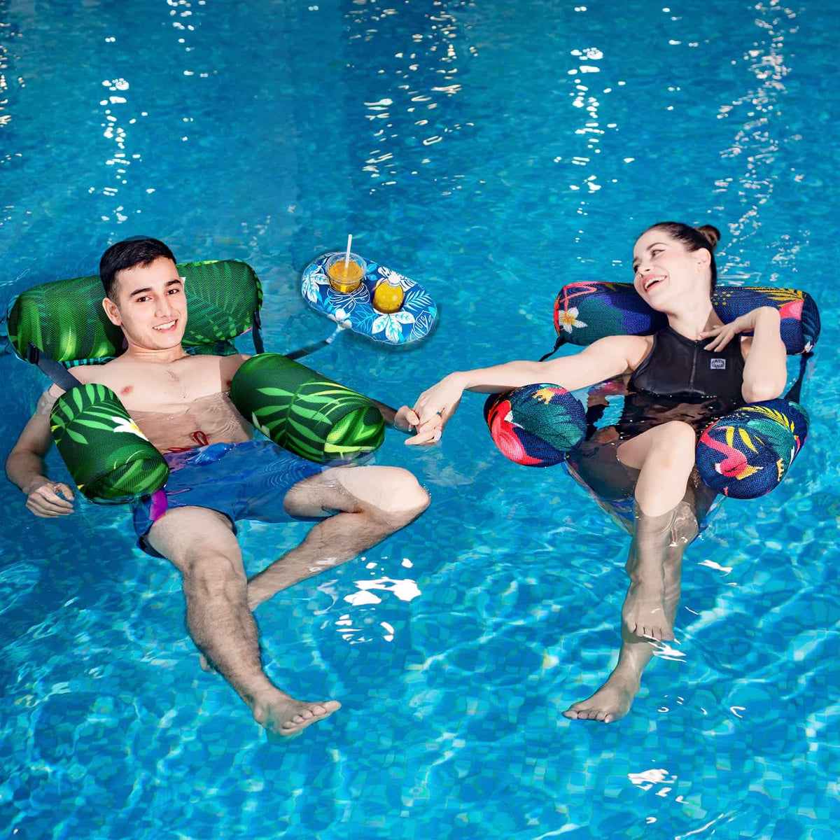 2 Pack Inflatable Pool Float Chair with Cup Holders Z131329