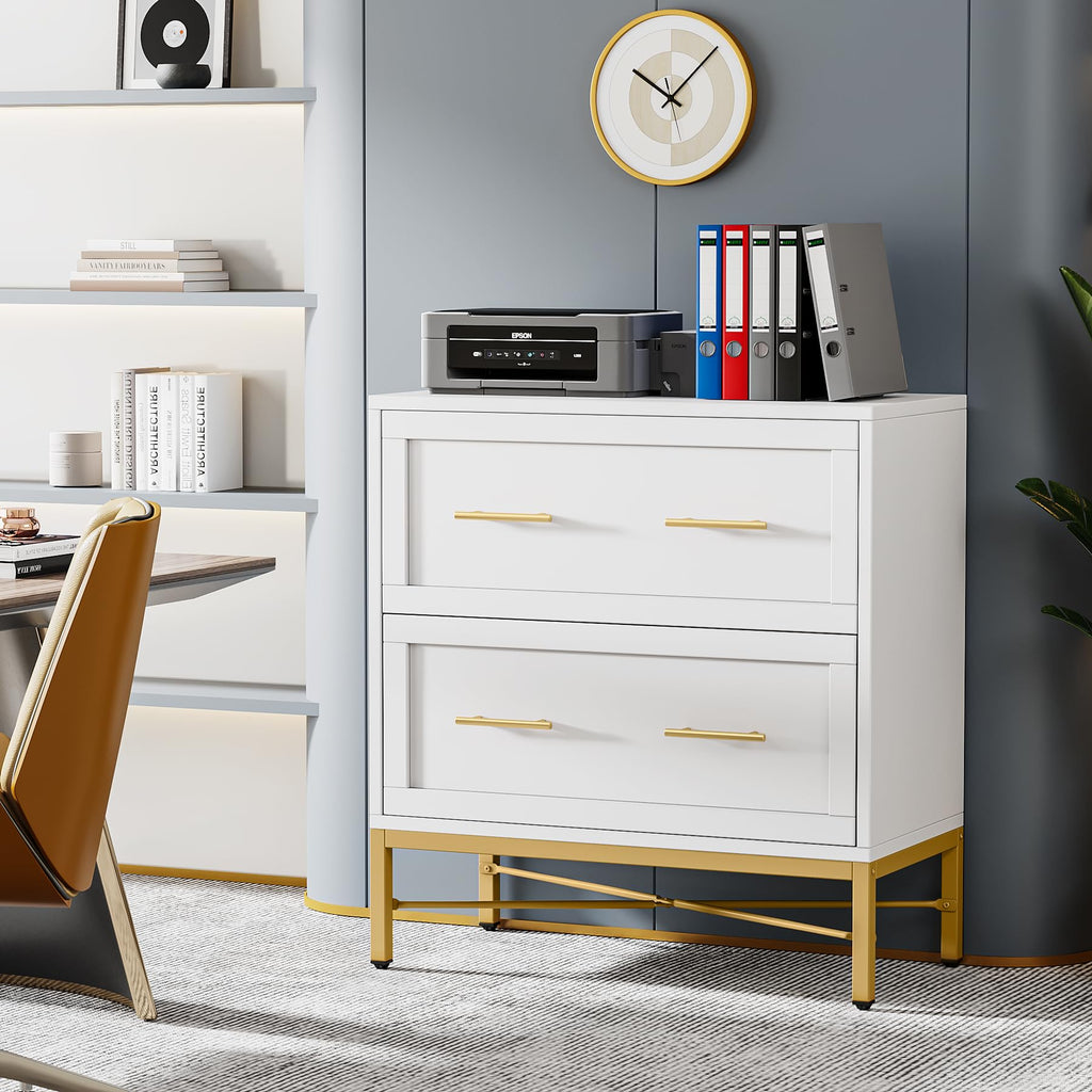 White 2 Drawer Wood File Cabinet Y6577