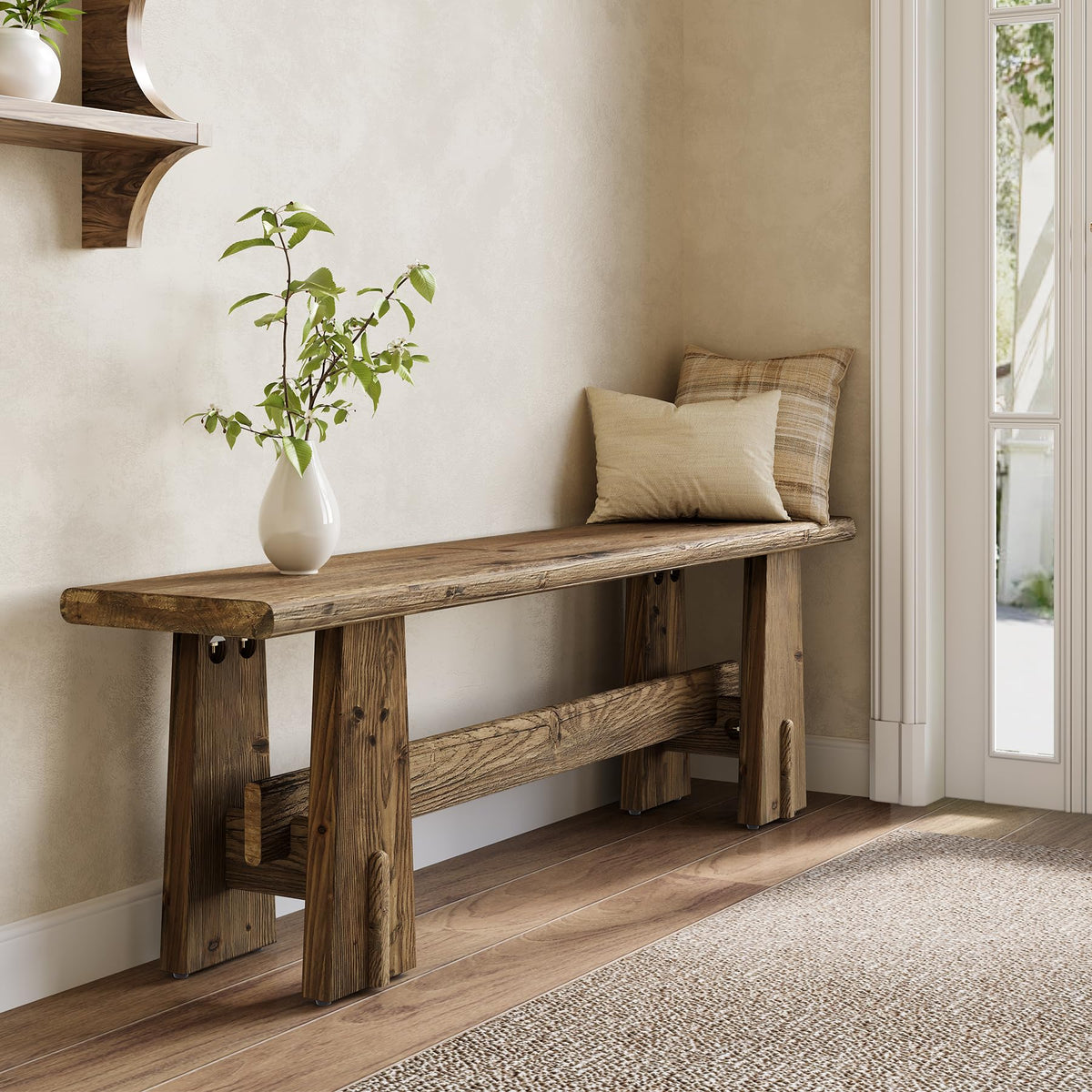 59" Solid Wood Bench S745