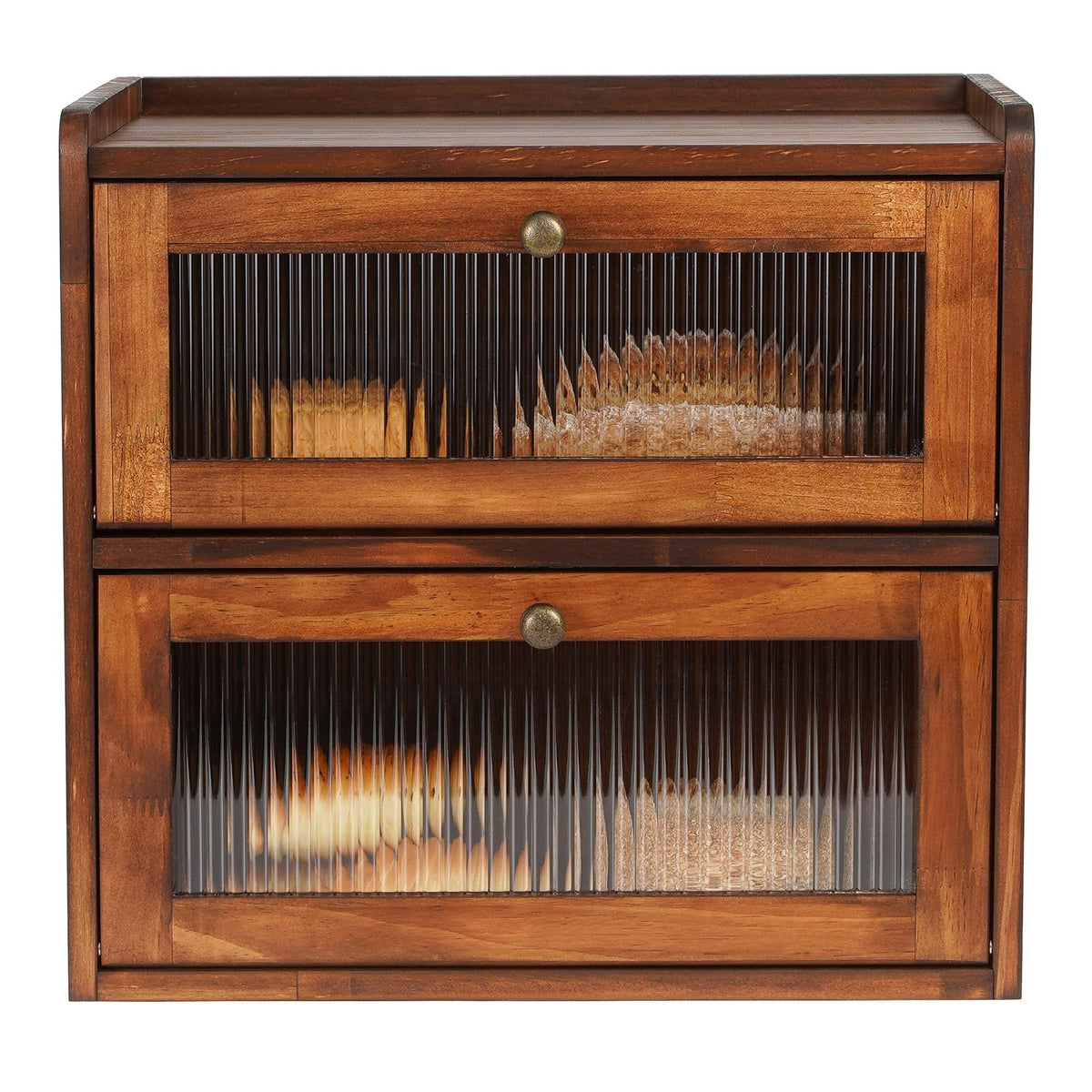 Brown 2 Layer Wooden Bread Box L142