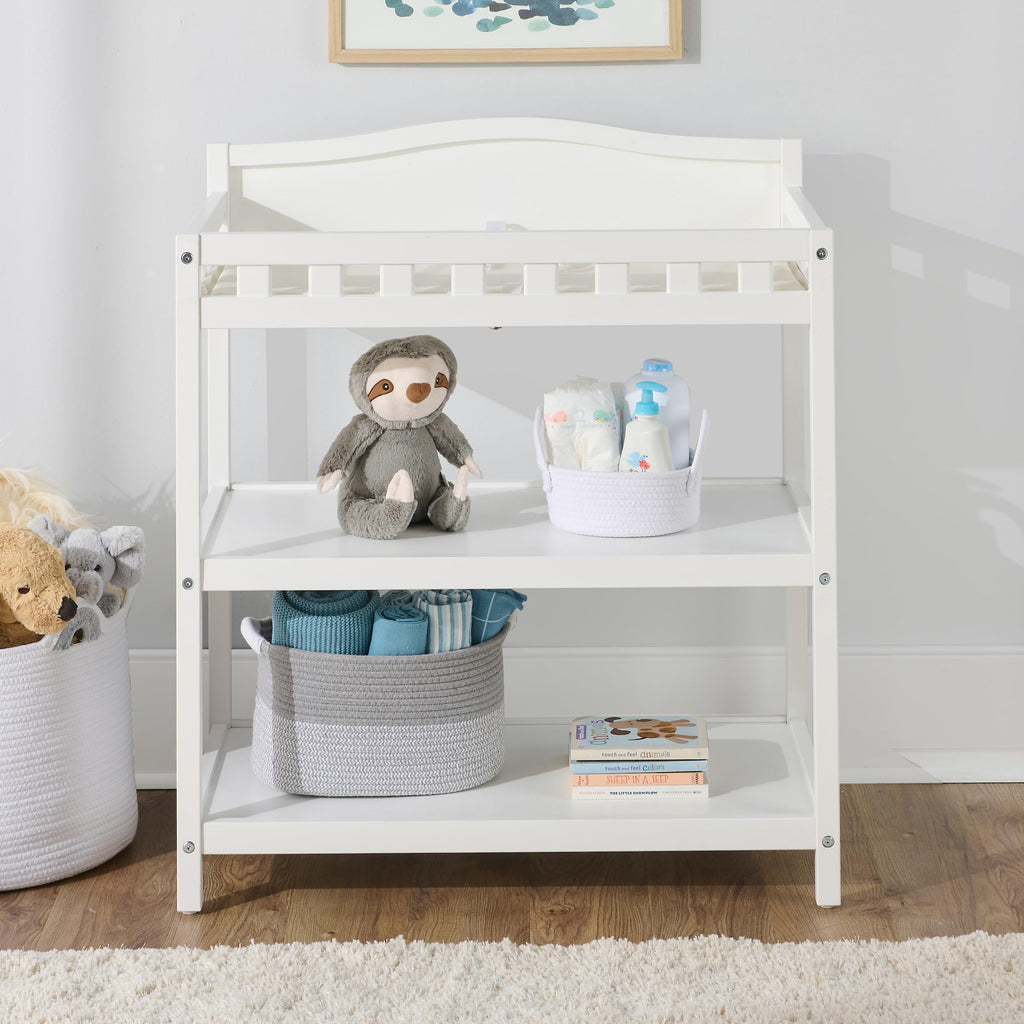 White Baby Changing Table with Pad & Storage Shelves S35611