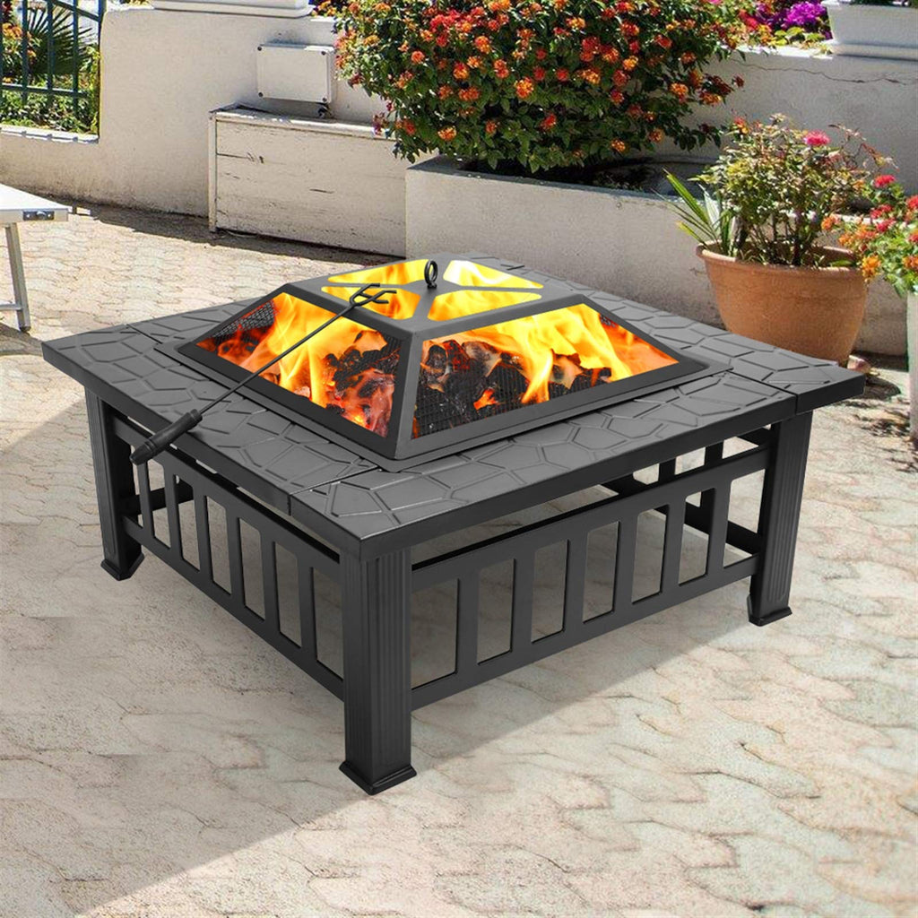 32 Inch Black Metal Wood Burning Fire Pit R71039
