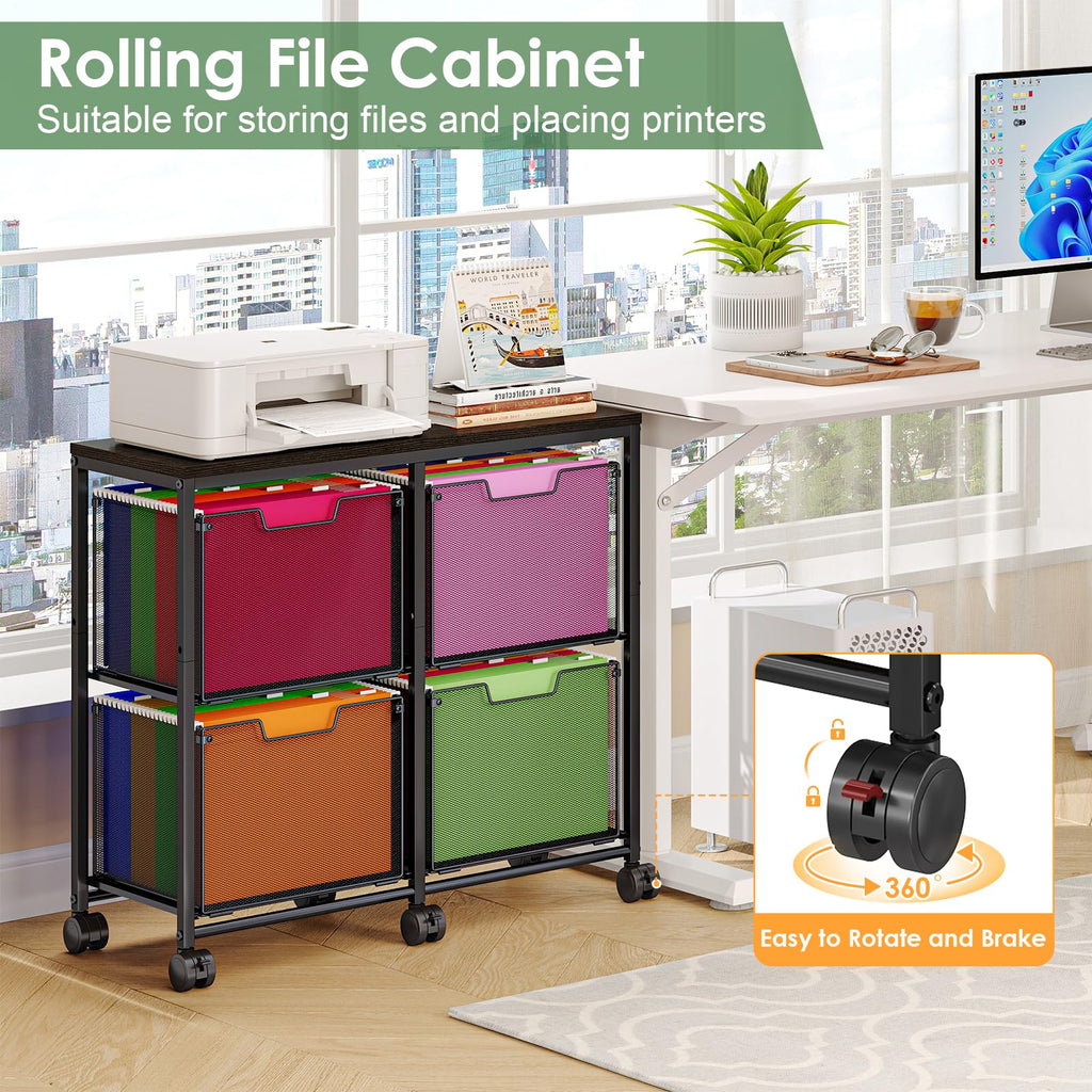 Black 4 Drawer Mobile File Cabinet R93332