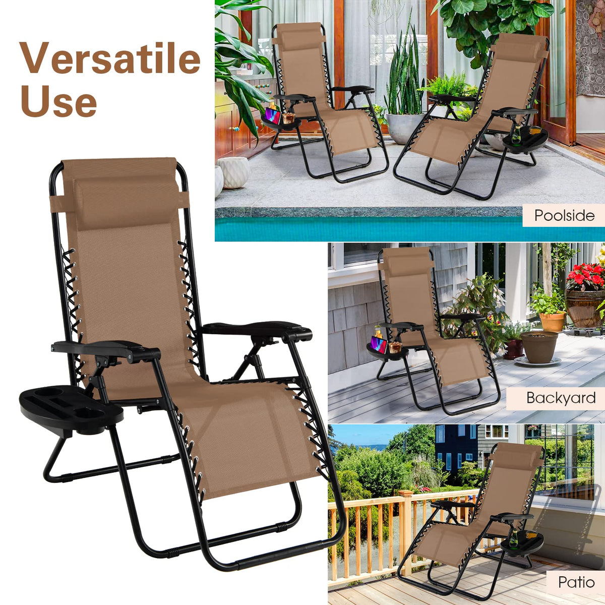 Folding Zero Gravity Reclining Textilene Lounge Chairs Y334