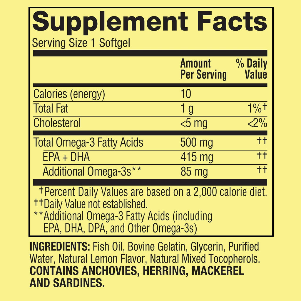 Omega 3 500mg Fish Oil Softgels 60 Count C86202