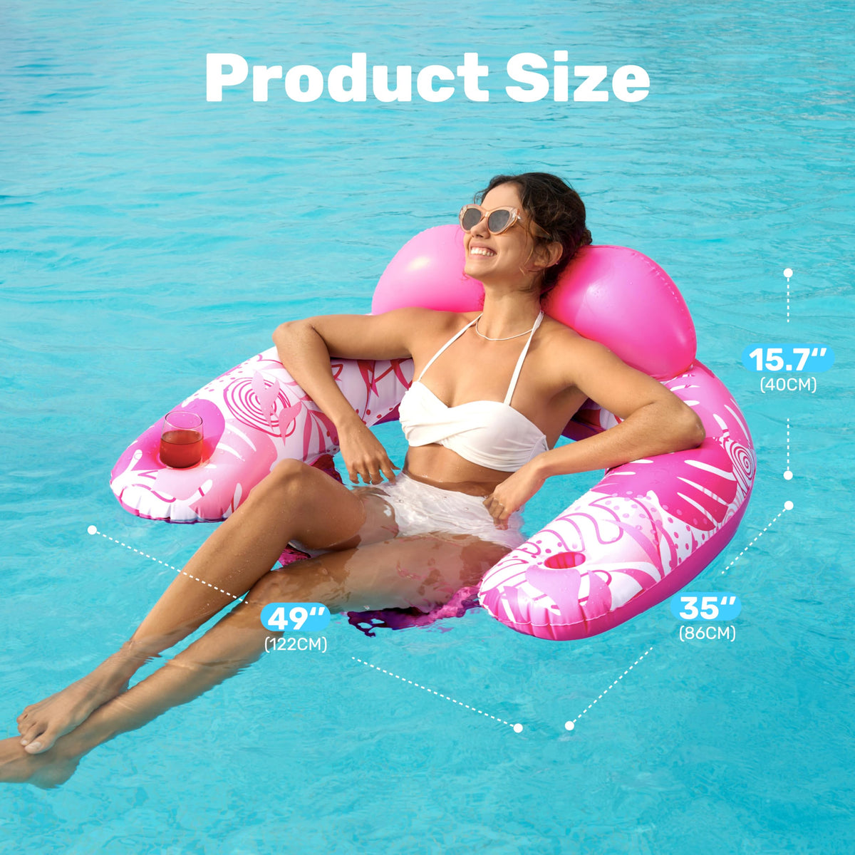 Inflatable Pool Chairs with Cup Holders, 4 Pack M8274