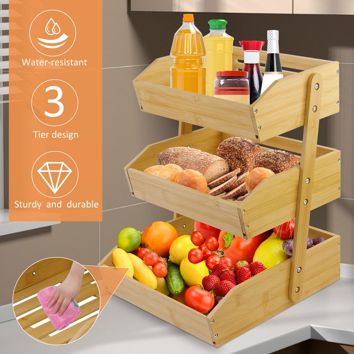 3 Tier Bamboo Fruit Basket O478433