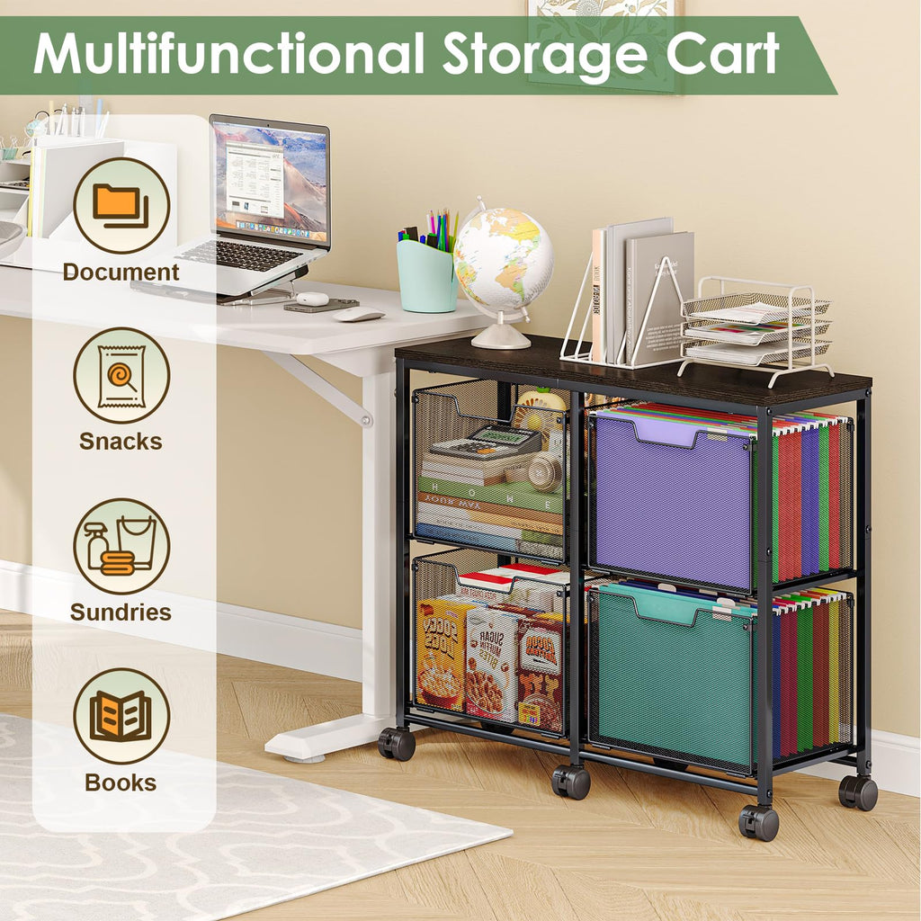 Black 4 Drawer Mobile File Cabinet R93332