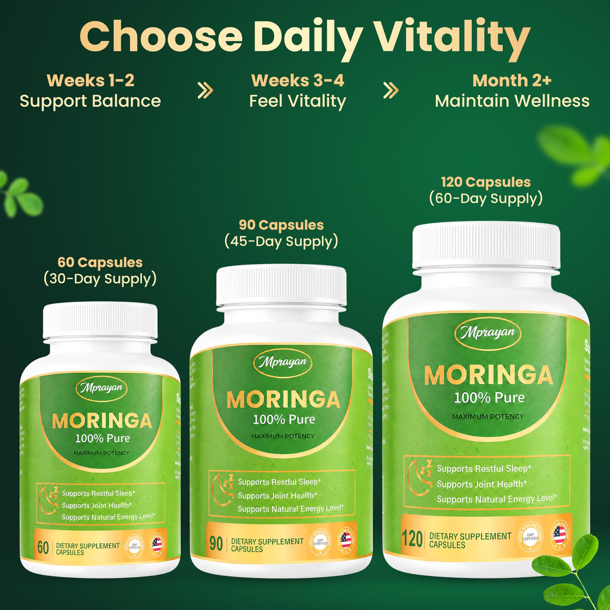 Moringa Capsules 1600mg 120 Vegan Capsules D164