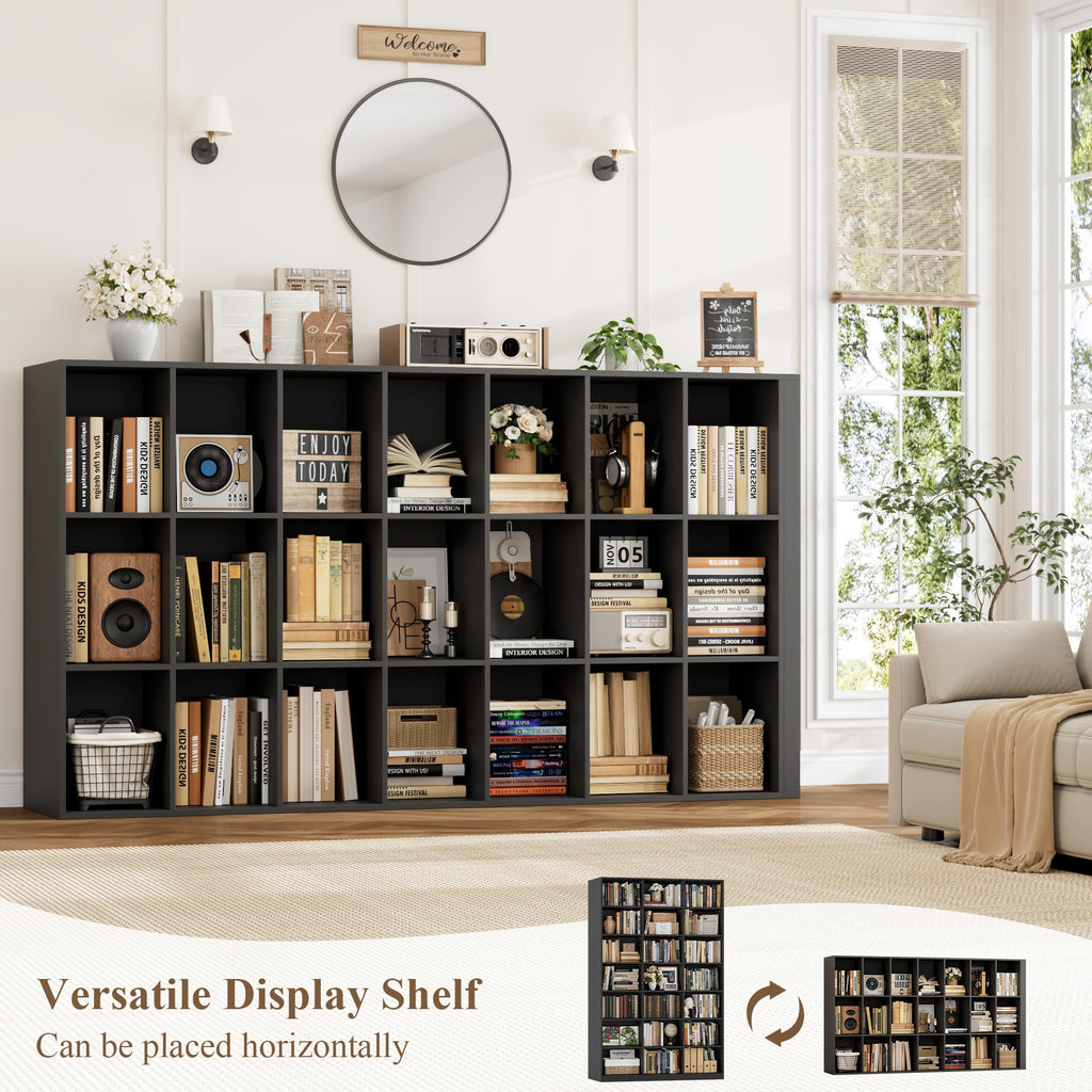 86" Triple Wide Black Bookshelf and Bookcase H364