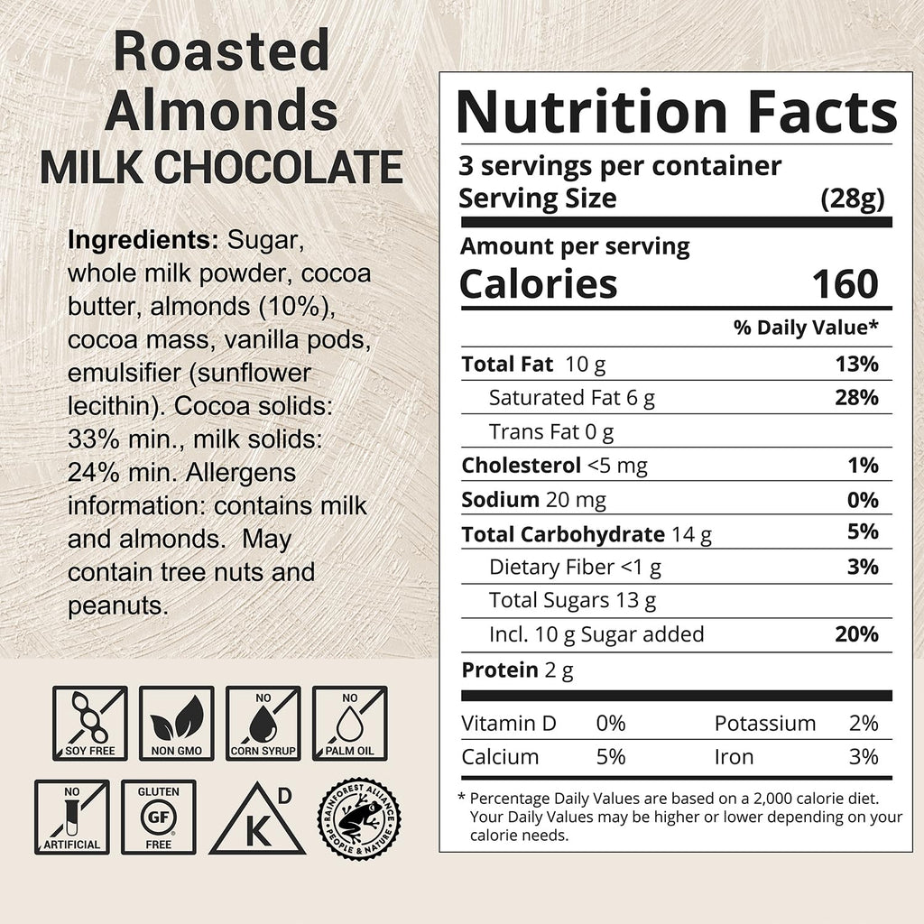 Milk Chocolate Bar with Almonds 3 oz 2 Pack R12472