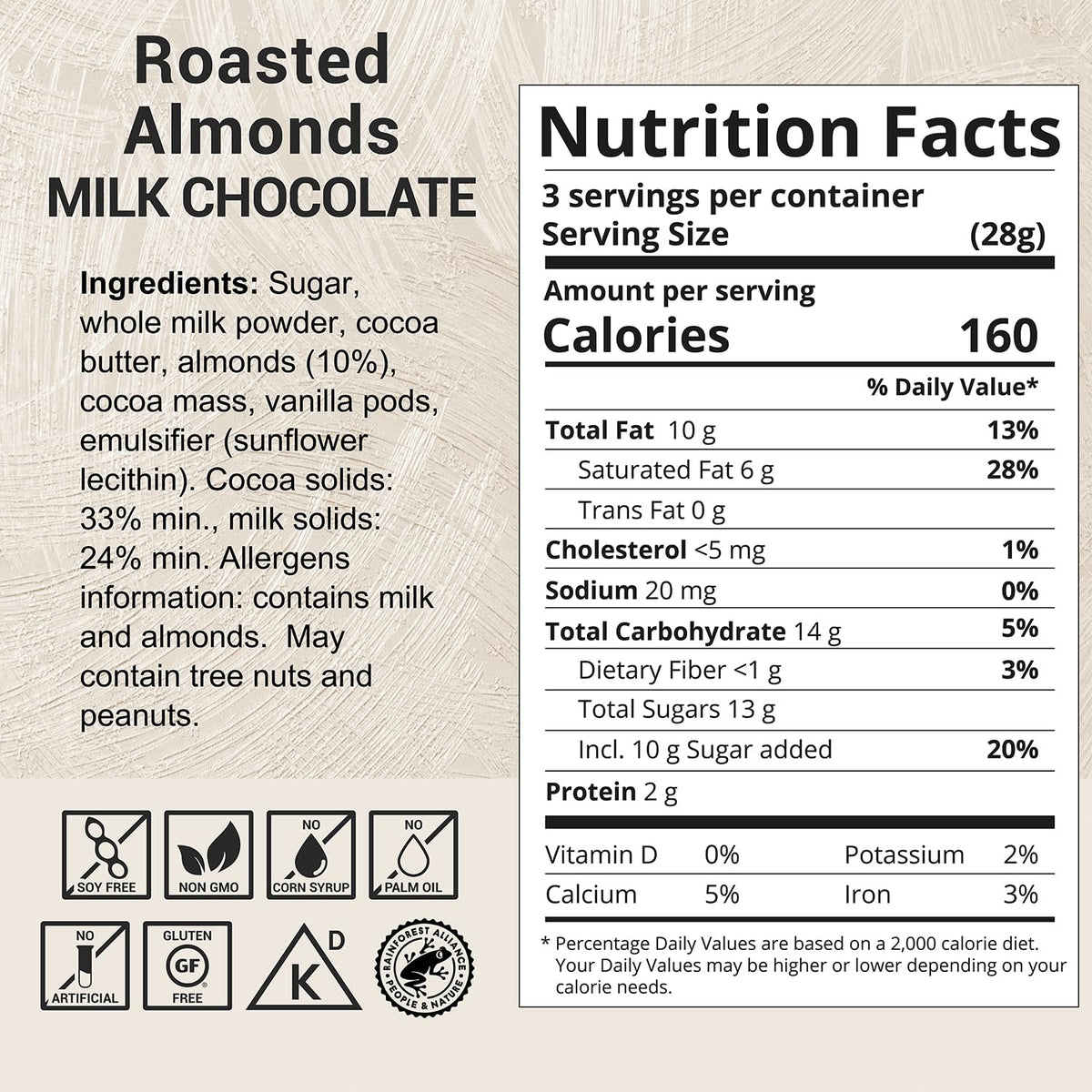 Milk Chocolate Bar with Almonds 3 oz 2 Pack R12472