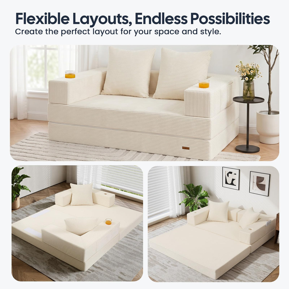 Beige Futon Sofa Bed K172102
