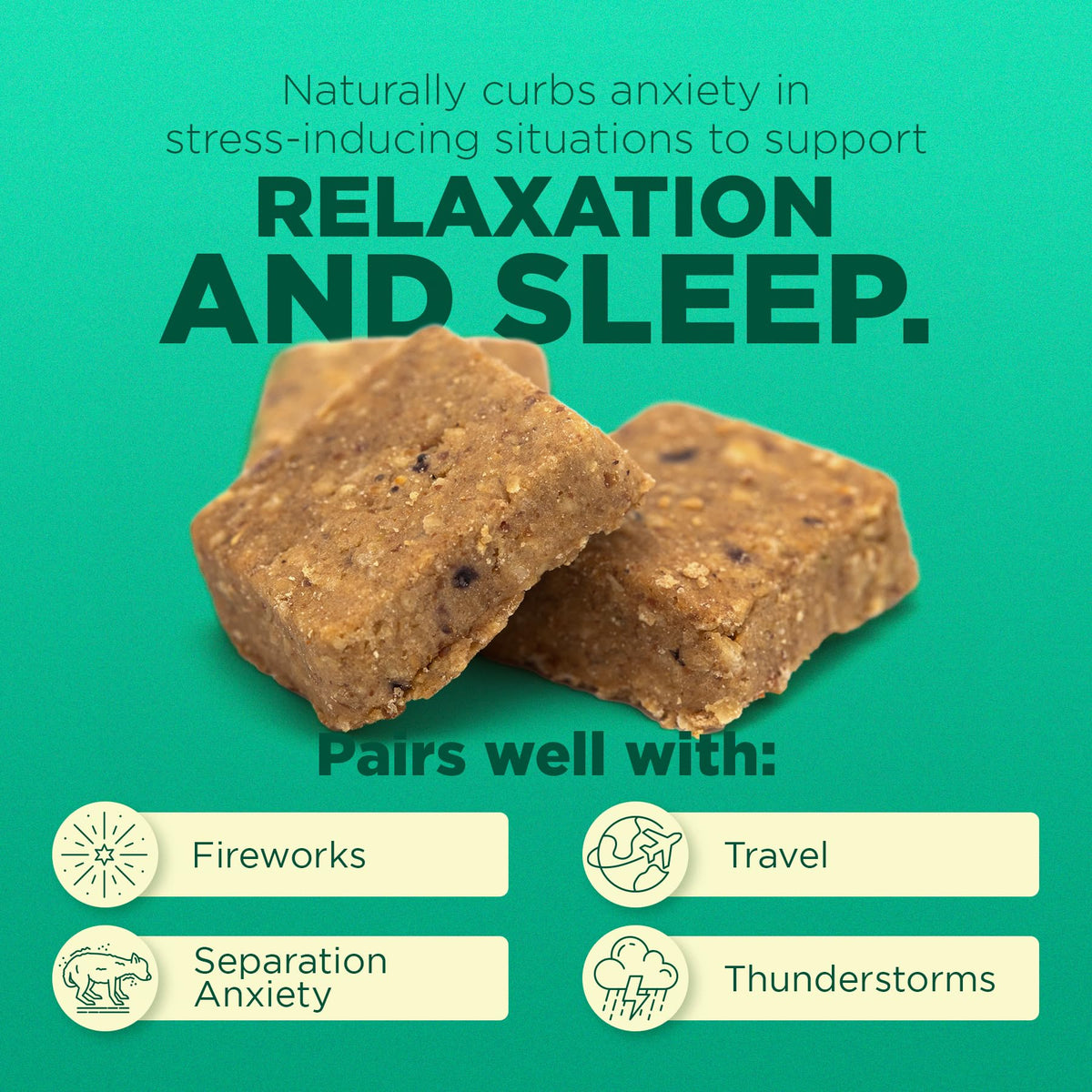 Hemp Calming Chews for Dogs with Chamomile 60 Bacon Treats Q91258